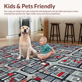 Ultra Soft Area Rug, Non Slip, Stain Resistant, Washable Area Rugs for Living Room, Bedroom, Vibrant Cartoon Cityscape Motif(Gray)