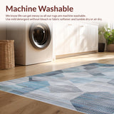 Ultra Soft Area Rug, Non Slip, Stain Resistant, Washable Area Rugs for Living Room, Bedroom, Rustic Symmetrical Blue-Centered Arrangement(Blue)