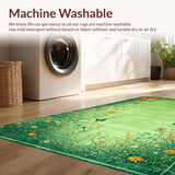 Ultra Soft Area Rug, Non Slip, Stain Resistant, Washable Area Rugs for Living Room, Bedroom, Whimsical Green Nature Scene(Green)