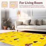 Ultra Soft Area Rug, Non Slip, Stain Resistant, Washable Area Rugs for Living Room, Bedroom, Playful Yellow Mushroom Aesthetic(Yellow)
