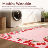 Ultra Soft Area Rug, Non Slip, Stain Resistant, Washable Area Rugs for Living Room, Bedroom, Charming Cherry Blossom Motif(Pink)