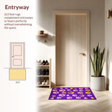 Ultra Soft Area Rug, Non Slip, Stain Resistant, Washable Area Rugs for Living Room, Bedroom, Cute Colorful Whimsical Print Design(Purple)