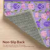 Ultra Soft Area Rug, Non Slip, Stain Resistant, Washable Area Rugs for Living Room, Bedroom, Lavender Tulip Nature Inspired Aesthetic(Purple)
