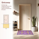 Ultra Soft Area Rug, Non Slip, Stain Resistant, Washable Area Rugs for Living Room, Bedroom, Rustic Lattice Style Aesthetic(Purple)