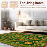 Ultra Soft Area Rug, Non Slip, Stain Resistant, Washable Area Rugs for Living Room, Bedroom, Vintage Green Tribal Living Room Stain-Resistant Rug(Green)