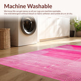 Ultra Soft Area Rug, Non Slip, Stain Resistant, Washable Area Rugs for Living Room, Bedroom, Contemporary Pink Striped Design(Pink)