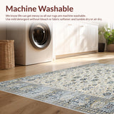 Ultra Soft Area Rug, Non Slip, Stain Resistant, Washable Area Rugs for Living Room, Bedroom, Artisan Mosaic Area with Timeworn Floral Geometry and Subtle Borders(Beige)