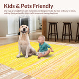 Ultra Soft Area Rug, Non Slip, Stain Resistant, Washable Area Rugs for Living Room, Bedroom, Whimsical Textured Tasseled Runner(Yellow)