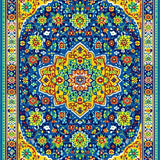 Ultra Soft Area Rug, Non Slip, Stain Resistant, Washable Area Rugs for Living Room, Bedroom, Vibrant Mexican Talavera Tile Rug with Colorful Pottery and Floral Designs(Blue)