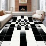 Ultra Soft Area Rug, Non Slip, Stain Resistant, Washable Area Rugs for Living Room, Bedroom, Chic Geometric Contrast Design(Black)