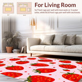 Ultra Soft Area Rug, Non Slip, Stain Resistant, Washable Area Rugs for Living Room, Bedroom, Vibrant Quirky Strawberry Aesthetic(Red)