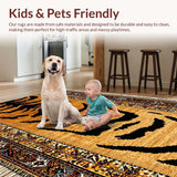 Ultra Soft Area Rug, Non Slip, Stain Resistant, Washable Area Rugs for Living Room, Bedroom, Non-Slip Tiger Print Dining Room Stain-Resistant Carpet(Gold)