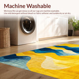 Ultra Soft Area Rug, Non Slip, Stain Resistant, Washable Area Rugs for Living Room, Bedroom, Contemporary Geometric Color Blend(Yellow)