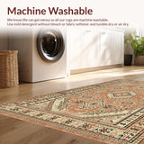 Ultra Soft Area Rug, Non Slip, Stain Resistant, Washable Area Rugs for Living Room, Bedroom, Whimsical Boho Inspired Pattern(Orange)