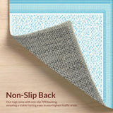 Ultra Soft Area Rug, Non Slip, Stain Resistant, Washable Area Rugs for Living Room, Bedroom, Lively Nautical Blue Accents(Beige)