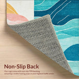 Ultra Soft Area Rug, Non Slip, Stain Resistant, Washable Area Rugs for Living Room, Bedroom, Beach Vibes Surfboard Carpet Coastal Wave Rug with Retro Surf Motif(Blue)