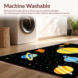 Ultra Soft Area Rug, Non Slip, Stain Resistant, Washable Area Rugs for Living Room, Bedroom, Playful Stellar Exploration Theme(Black)