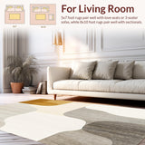 Ultra Soft Area Rug, Non Slip, Stain Resistant, Washable Area Rugs for Living Room, Bedroom, Neutral Echoes Abstract Indoor(Beige)