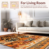 Ultra Soft Area Rug, Non Slip, Stain Resistant, Washable Area Rugs for Living Room, Bedroom, Rustic Warm Earthy Palette(Orange)