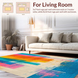Ultra Soft Area Rug, Non Slip, Stain Resistant, Washable Area Rugs for Living Room, Bedroom, Whimsical Colorful Fluid Composition(Blue)