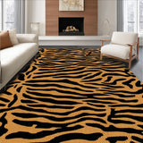 Ultra Soft Area Rug, Non Slip, Stain Resistant, Washable Area Rugs for Living Room, Bedroom, Chic Modern Zebra and Leopard Pattern Area Rug(Brown)