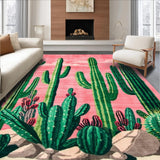 Ultra Soft Area Rug, Non Slip, Stain Resistant, Washable Area Rugs for Living Room, Bedroom, Stylish Fun Cactus Inspired Decor(Pink)