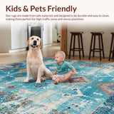 Ultra Soft Area Rug, Non Slip, Stain Resistant, Washable Area Rugs for Living Room, Bedroom, Rustic Geometric Earthy Tones(Blue)