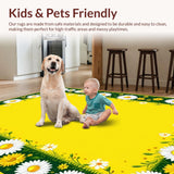 Ultra Soft Area Rug, Non Slip, Stain Resistant, Washable Area Rugs for Living Room, Bedroom, Rustic Garden-Inspired Decor(Yellow)