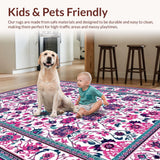Ultra Soft Area Rug, Non Slip, Stain Resistant, Washable Area Rugs for Living Room, Bedroom, Chic Dark Floral Aesthetic(White)