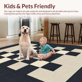Ultra Soft Area Rug, Non Slip, Stain Resistant, Washable Area Rugs for Living Room, Bedroom, Rustic Monochrome Checkerboard Style(Beige)