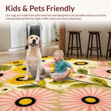 Ultra Soft Area Rug, Non Slip, Stain Resistant, Washable Area Rugs for Living Room, Bedroom, Daring Daisy Print Rugs(Yellow)