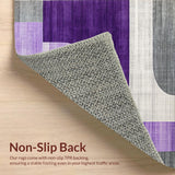 Ultra Soft Area Rug, Non Slip, Stain Resistant, Washable Area Rugs for Living Room, Bedroom, Sophisticated Grey and Purple Motif(Purple)