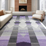 Ultra Soft Area Rug, Non Slip, Stain Resistant, Washable Area Rugs for Living Room, Bedroom, Transitional Grey Lavender Trellis Art(Purple)