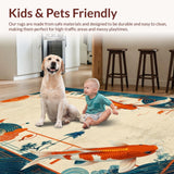 Ultra Soft Area Rug, Non Slip, Stain Resistant, Washable Area Rugs for Living Room, Bedroom, Dynamic Colorful Aquatic Theme(Orange)