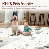 Ultra Soft Area Rug, Non Slip, Stain Resistant, Washable Area Rugs for Living Room, Bedroom, Scandinavian Playful Animal Motif(Beige)