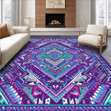 Ultra Soft Area Rug, Non Slip, Stain Resistant, Washable Area Rugs for Living Room, Bedroom, Lively Round Ethnic Weave(Purple)