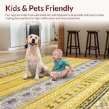 Ultra Soft Area Rug, Non Slip, Stain Resistant, Washable Area Rugs for Living Room, Bedroom, Sunny Abstract Lattice Elegance(Yellow)