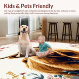 Ultra Soft Area Rug, Non Slip, Stain Resistant, Washable Area Rugs for Living Room, Bedroom, Artistic Colorful Highland Cow Scene(Brown)