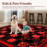 Ultra Soft Area Rug, Non Slip, Stain Resistant, Washable Area Rugs for Living Room, Bedroom, Whimsical Dice-Themed Visual Statement(Red)