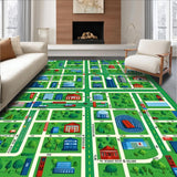 Ultra Soft Area Rug, Non Slip, Stain Resistant, Washable Area Rugs for Living Room, Bedroom, Playful Urban Track Layout Rug(Blue)