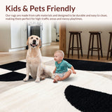 Ultra Soft Area Rug, Non Slip, Stain Resistant, Washable Area Rugs for Living Room, Bedroom, Textured Ivory Black Area Rug for Modern High Traffic Spaces(Beige)