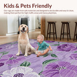Ultra Soft Area Rug, Non Slip, Stain Resistant, Washable Area Rugs for Living Room, Bedroom, Chic Transitional Symmetrical Waves(Purple)