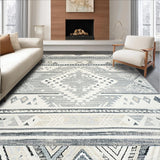 Ultra Soft Area Rug, Non Slip, Stain Resistant, Washable Area Rugs for Living Room, Bedroom, Rustic Minimalist Lattice Pattern(Gray)