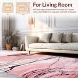 Ultra Soft Area Rug, Non Slip, Stain Resistant, Washable Area Rugs for Living Room, Bedroom, Elegant Modern Marble Aesthetic(Pink)