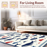Ultra Soft Area Rug, Non Slip, Stain Resistant, Washable Area Rugs for Living Room, Bedroom, Artistic Underwater Scene Rug(White)