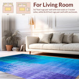 Ultra Soft Area Rug, Non Slip, Stain Resistant, Washable Area Rugs for Living Room, Bedroom, Colorful Gradient Splash Artwork(Blue)