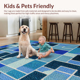 Ultra Soft Area Rug, Non Slip, Stain Resistant, Washable Area Rugs for Living Room, Bedroom, Earth Moon Circle Rug for Entryway Hardwood Floors(Blue)