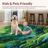 Ultra Soft Area Rug, Non Slip, Stain Resistant, Washable Area Rugs for Living Room, Bedroom, 3D Moss Green Shag Rug for Bedroom Playroom(Green)