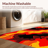 Ultra Soft Area Rug, Non Slip, Stain Resistant, Washable Area Rugs for Living Room, Bedroom, Contemporary Eruption Style Element(Red)