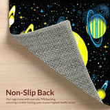 Ultra Soft Area Rug, Non Slip, Stain Resistant, Washable Area Rugs for Living Room, Bedroom, Whimsical Galactic Exploration Theme(Yellow)